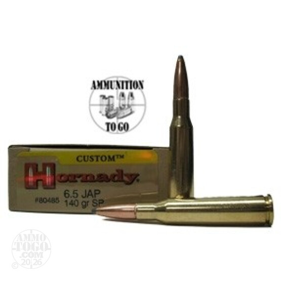 20rds - 6.5 Jap Hornady Custom 140gr Soft Point Ammo